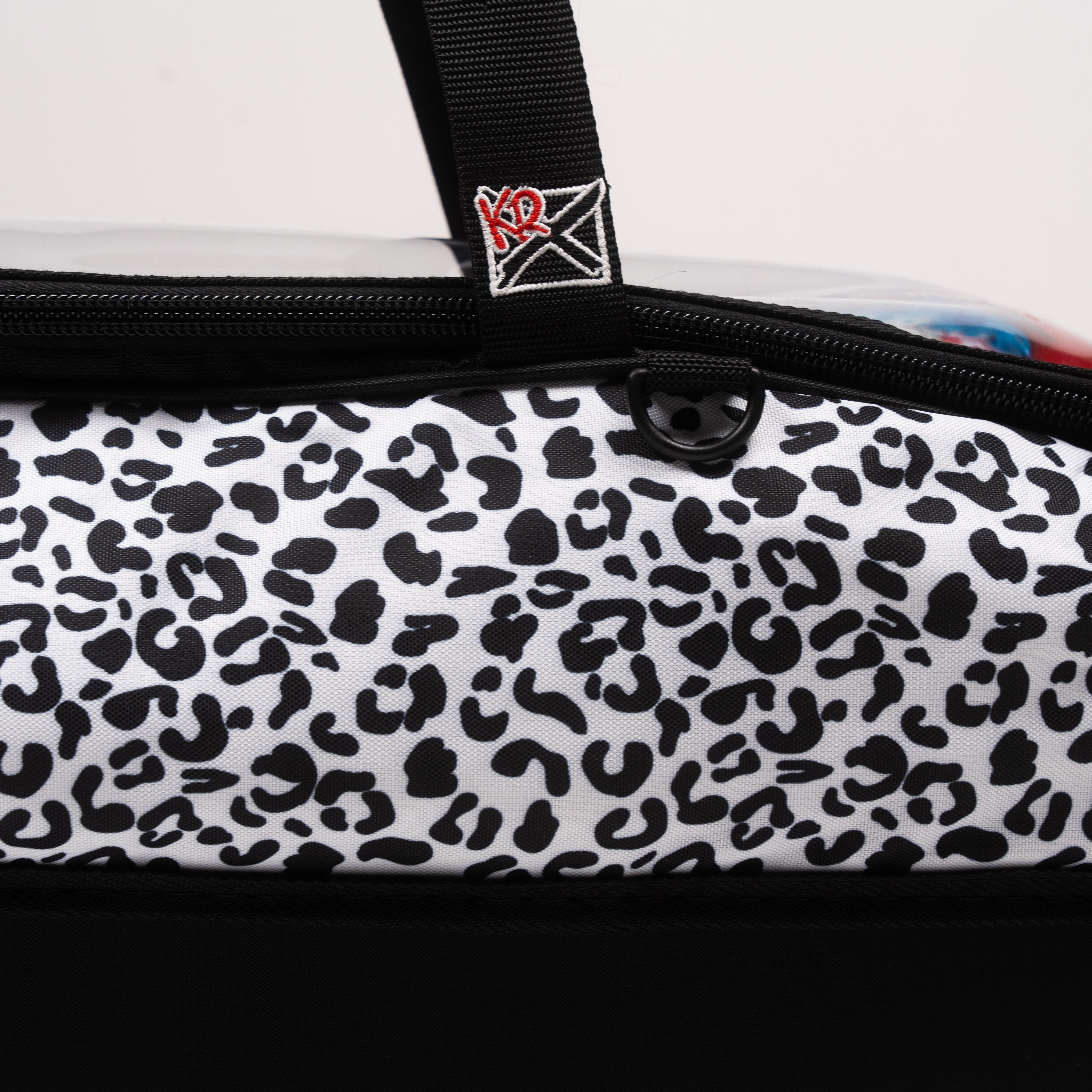 White Leopard Slim Triple Tote